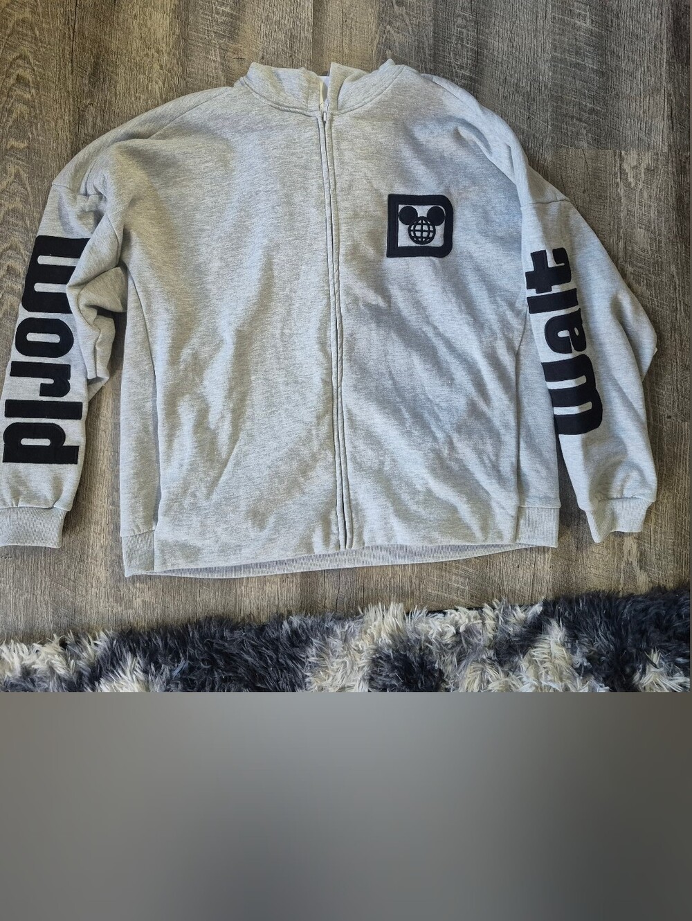 Adult XL Grey Disney sweatshirt Zipper Hoodie Embriodered NWT